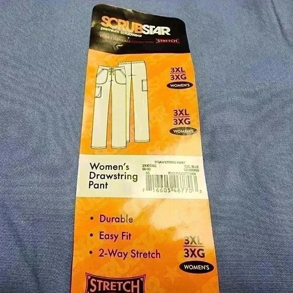 Scrubstar Core Essentials Womens Scrub Pants Drawstring Size XL, 2XL, 3XL Blue - Picture 12 of 13